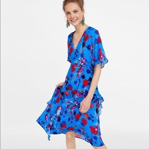 Blue Floral Ruffle Zara dress